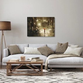 Kép - Nő egy esős éjszakán (üvegen) (70x50 cm)