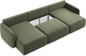 Zöld kinyitható-tárolóhelyes sarokkanapé Kalena – Makamii