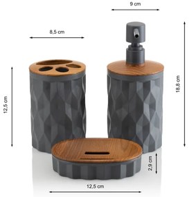 Fürdőszobai készlet REINA 5 db antracit/barna