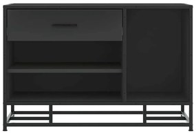 Cipőpad Fekete 80x40x53,5 cm Fából és fémből készült pad