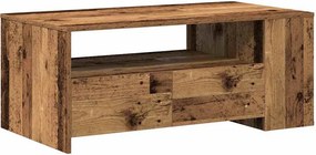 vidaXL Dohányzóasztal fiókkal Öreg fa 102 x 55 x 43,5 cm Faanyag