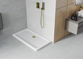 Mexen Slim Akril masszív zuhanytálca    140 x 70 cm, fehér + Ajándék szifon arany - 40107014G Akril zuhanytálca