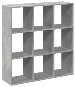 betonszürke szerelt fa elválasztó könyvespolc 102x29x103,5 cm