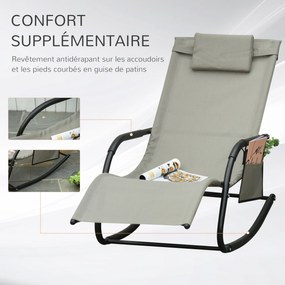 Outsunny Ergonomikus Hinta Szék - Levehető Fejtámasz, Kartámaszok, Tároló Zseb - Világosszürke Fém Epoxi Textilene | Aosom