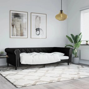 fekete műbőr kanapéágy 100 x 200 cm