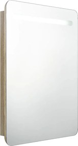 vidaXL tölgyszínű LED-es tükrös fürdőszobaszekrény 60 x 11 x 80 cm
