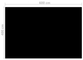 fekete, négyszögletes PE medencetakaró 600 x 400 cm