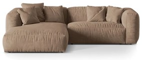 Világosbarna bársony moduláris sarokkanapé (bal oldali-heverő résszel) Martina – Micadoni
