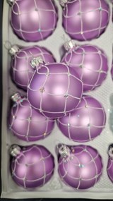 Lila matt karácsonyfadísz szett 12 db