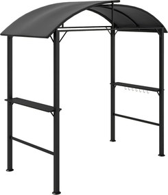 Outsunny BBQ Pavilon 233 x 110 x 235 cm Szélálló Kerti Pavilon Két Rétegű Tetővel, Polcokkal, UV Védelemmel, Acélból Készült BBQ Pavilon, Kerti sátor