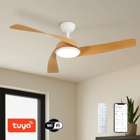 ZEVENTI - LED mennyezeti ventilátor AERYS LED/24W/230V Wi-Fi Tuya fehér/tölgy + távirányító