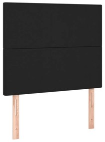 fekete műbőr ágykeret fejtámlával 90x190 cm
