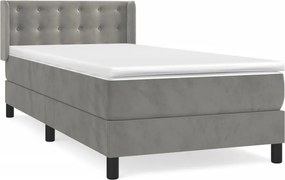 vidaXL világosszürke bársony rugós ágy matraccal 80 x 200 cm