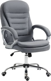 Vinsetto Irodai Szék - Munka Szék, Íróasztali Szék, Forgószék 360° Ergonomikus Hintázó Funkcióval, Magasság Állítható Szürke Vászon, 64 x 75 x 111-121