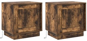 LED fényes éjjeli szekrények 2 db Füstölt tölgy 44x34,5x45 cm