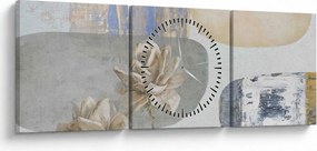 Kép - Festészet virágokkal és textúrákkal (órával) (90x30 cm)