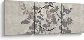 Kép - texturált levelek (órával) (90x30 cm)
