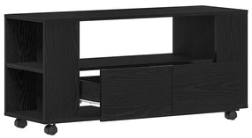fekete tölgy szerelt fa TV-szekrény kerekekkel 102x34,5x43 cm
