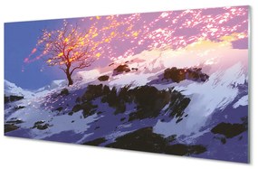 Akrilkép Téli fa tetején 100x50 cm