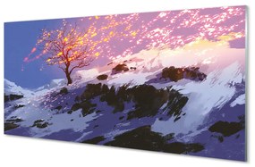 Akrilkép Téli fa tetején 120x60 cm 2 fogas