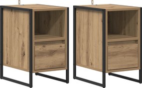 vidaXL Éjjeli asztal 2 pcs Művészi tölgy 39,5 x 30 x 50 cm Faanyag