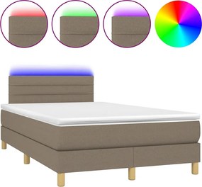 vidaXL tópszínű szövet rugós és LED-es ágy matraccal 120x190cm
