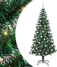 vidaXL Mesterséges, előre világított karácsonyi fa Zöld 210 cm