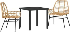 vidaXL Kert étkező szett 3 pcs Barna polirattan