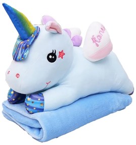 UNICORN kék plüss benne babatakaróval