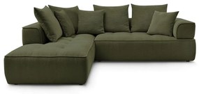 Zöld zsenília sarokkanapé (bal oldali-L alakú) Whesley – Bobochic Paris