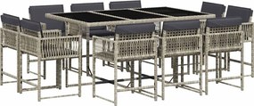 vidaXL 11 részes világosszürke polyrattan kerti ülőgarnitúra párnákkal