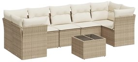 vidaXL 8 részes bézs polyrattan kerti ülőgarnitúra párnával