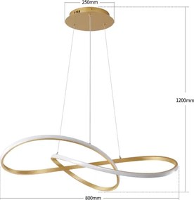 BRILAGI - LED dimmelhető kábeles csillár INFINITY LED/80W/230V 80x80 cm arany + távirányító