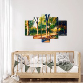 Erdő képe a nyári napsütésben, festmény (150x105 cm)
