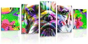 5 részes kép pop-art bulldog