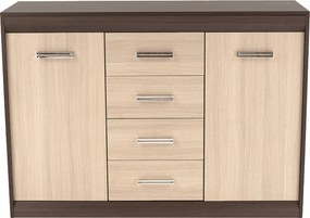Komód, DTD/MDF, tölgy világos/tölgy sötét, KORINA