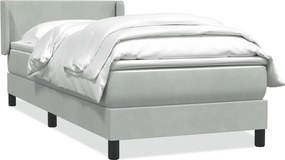 vidaXL világosszürke bársony rugós ágy matraccal 90x220 cm