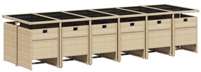 13részes vegyes bézs polyrattan kerti étkezőgarnitúra párnákkal