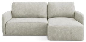 Krémszínű zsenília kinyitható-tárolóhelyes sarokkanapé (jobb oldali-heverő résszel) Lilo – Makamii