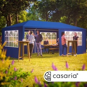 Casaria® Parti sátor Rimini 3x6 m - oldalfalak+felhőablakok - kék