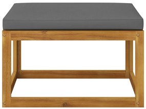 vidaXL tömör akácfa lábtartó sötétszürke párnával