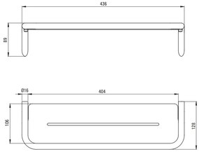 Deante Silia, fali polc 436x124x89 mm, acél, DEA-ADI_F511