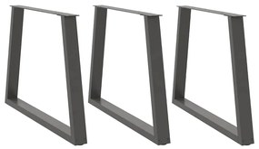 3 db antracitszürke étkezőasztal láb V-alakú 100 x (72-73,3) cm acél étkezőasztal láb