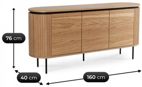 BECK komód 160 cm, háromajtós, tölgy