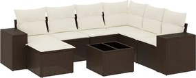 vidaXL 8 részes barna polyrattan kerti ülőgarnitúra párnákkal