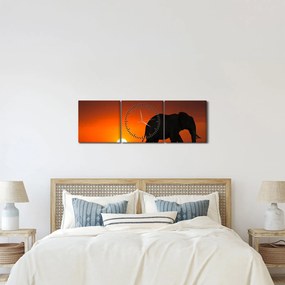 Elefánt képe naplementekor (órával) (90x30 cm)