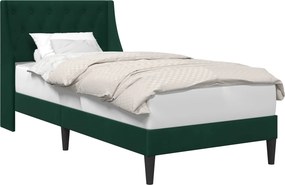 vidaXL Ágykeret fejtámlával Sötétzöld 80 x 200 cm Bársony