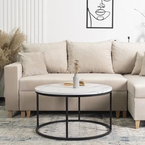 Dohányzóasztal Fehér Márvány/Fekete Színben. CONNY MAX