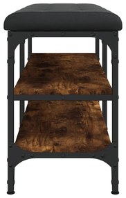 füstös tölgy színű szerelt fa cipőtároló pad 82 x 32 x 47 cm