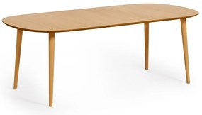 Natúr színű kerek bővíthető étkezőasztal tölgyfa dekorral ø 160 cm Oqui – Kave Home